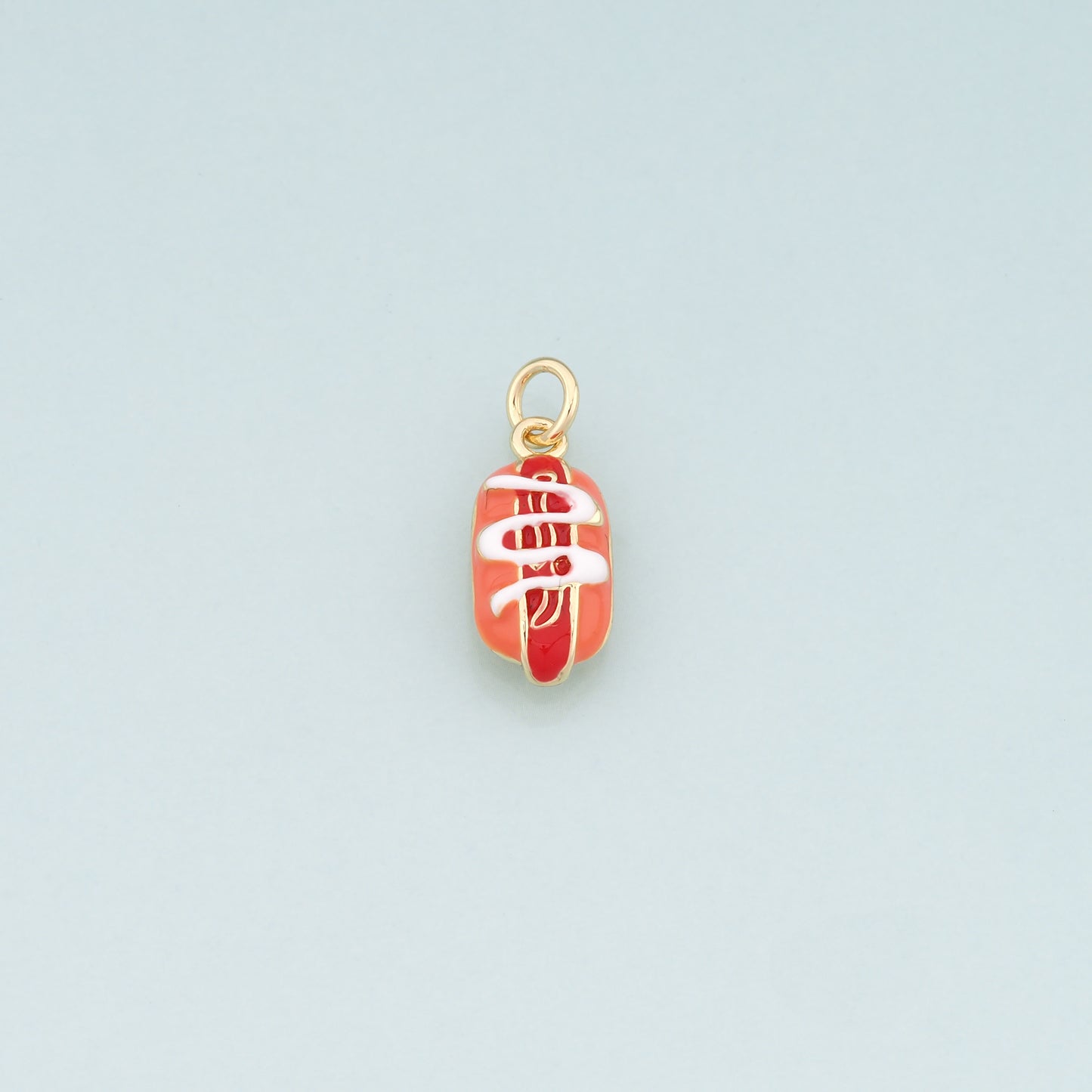 18K Gold Filled Hot Dog Pendant,Enamel Beard Charm Bracelet Necklace for DIY Jewelry Making Supply