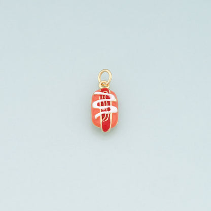 18K Gold Filled Hot Dog Pendant,Enamel Beard Charm Bracelet Necklace for DIY Jewelry Making Supply