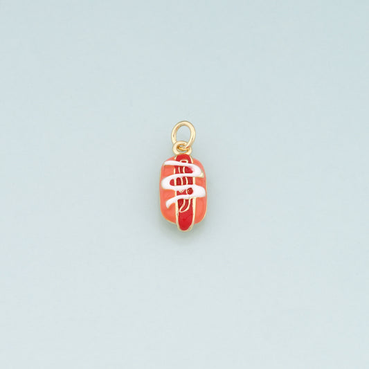 18K Gold Filled Hot Dog Pendant,Enamel Beard Charm Bracelet Necklace for DIY Jewelry Making Supply