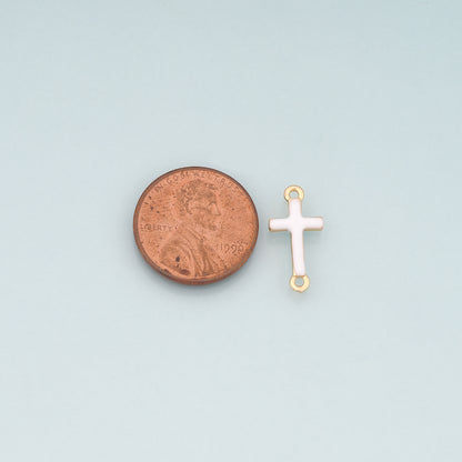Gold Cross Connector,18K Gold Filled Cross Pendant,Enamel Religion Charm Bracelet Necklace for DIY Jewelry Making Supply