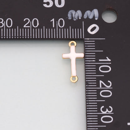 Gold Cross Connector,18K Gold Filled Cross Pendant,Enamel Religion Charm Bracelet Necklace for DIY Jewelry Making Supply