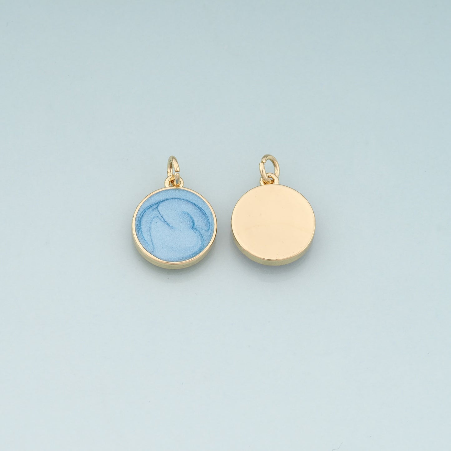 18K Gold Filled Round Pendant,Enamel Round Charm Bracelet Necklace for DIY Jewelry Making Supply