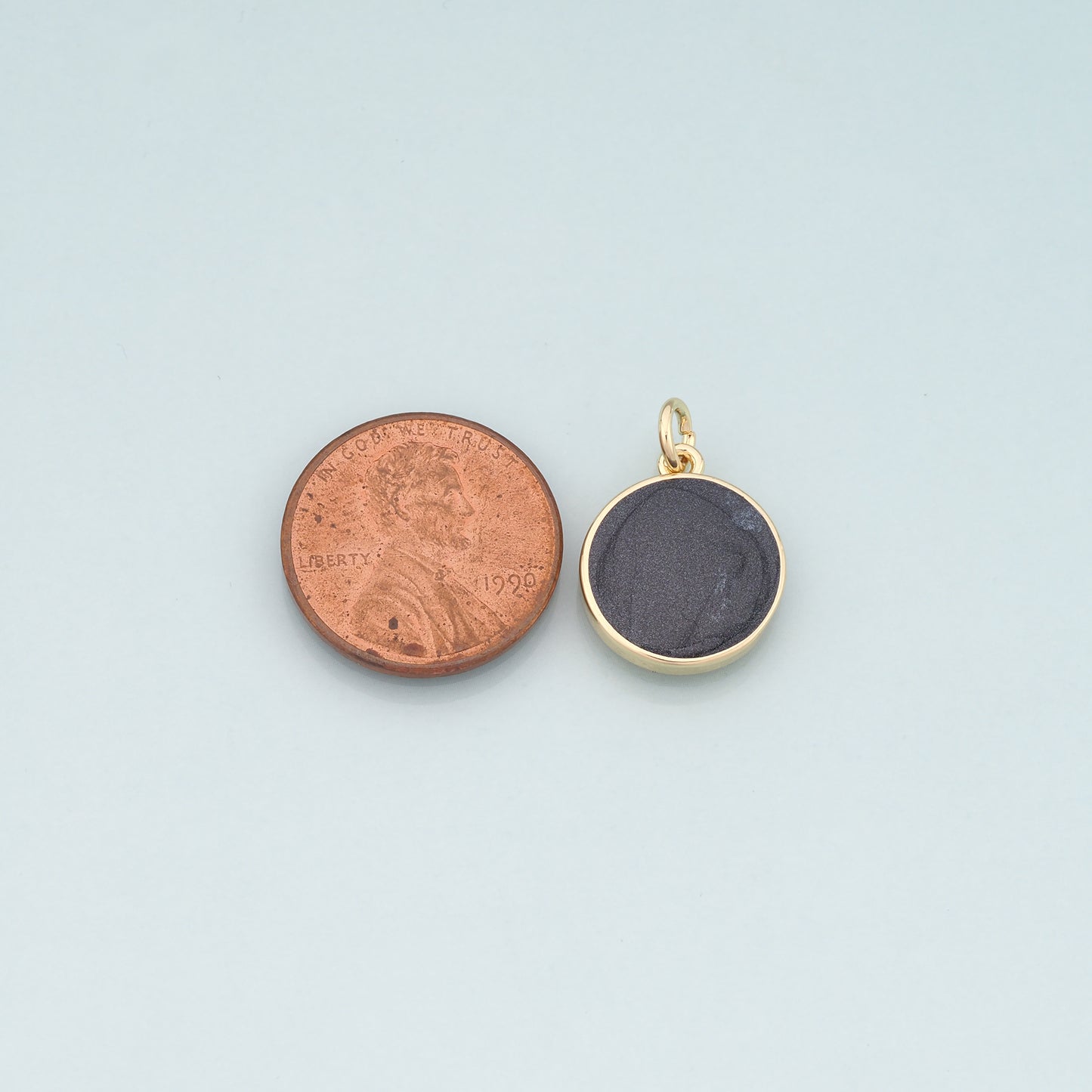 18K Gold Filled Round Pendant,Enamel Round Charm Bracelet Necklace for DIY Jewelry Making Supply