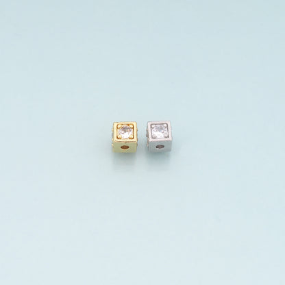18K Gold Filled Square Spacer Beads Bracelet Necklace for DIY Jewelry Making Supply