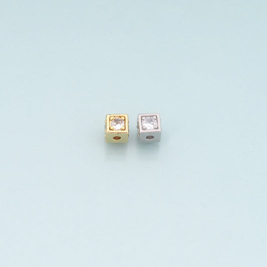 18K Gold Filled Square Spacer Beads Bracelet Necklace for DIY Jewelry Making Supply