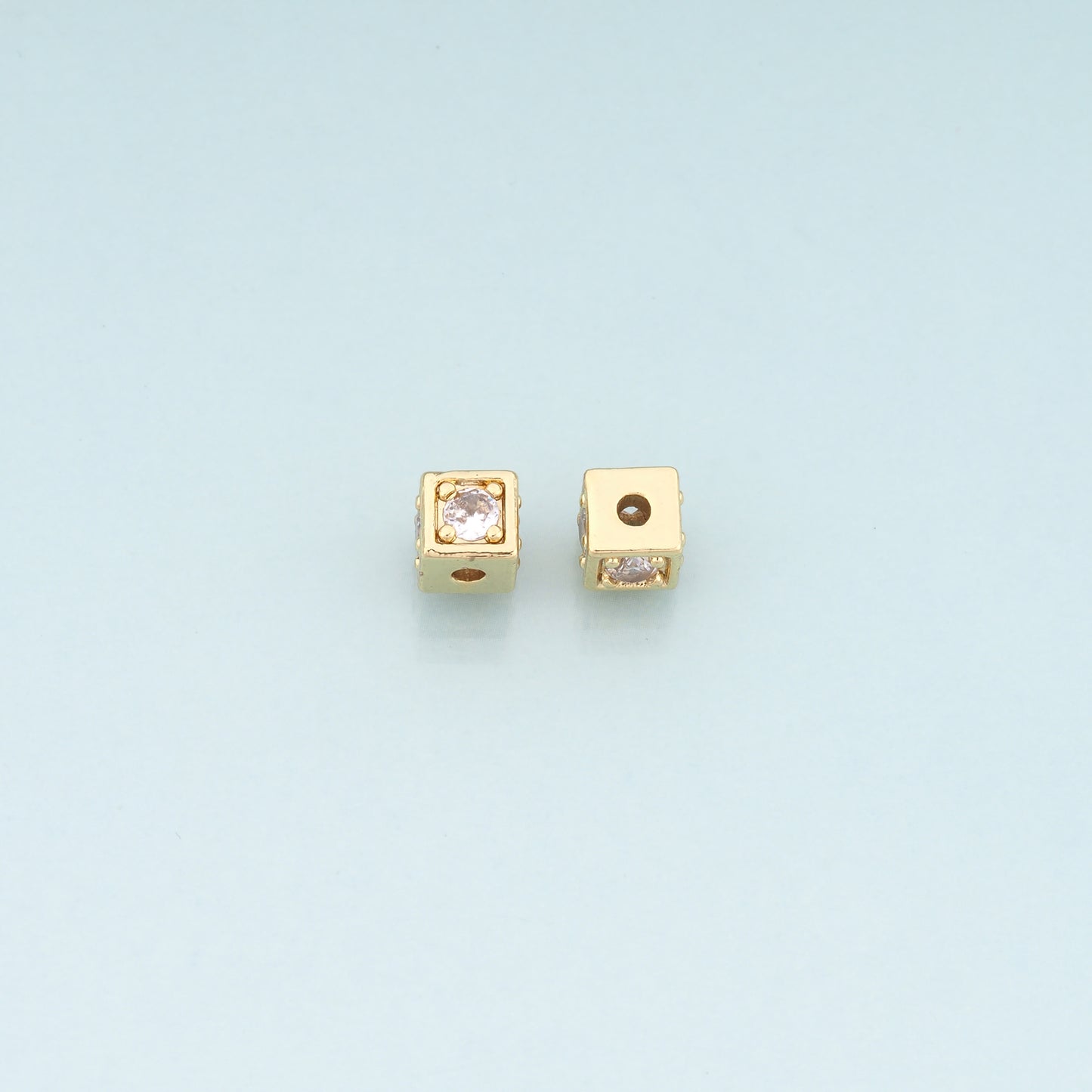 18K Gold Filled Square Spacer Beads Bracelet Necklace for DIY Jewelry Making Supply