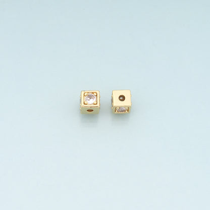 18K Gold Filled Square Spacer Beads Bracelet Necklace for DIY Jewelry Making Supply