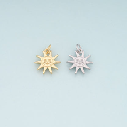 Gold Sun Charms,18K Gold Filled Sun Pendant,Celestial Charm Bracelet Necklace for DIY Jewelry Making Supply