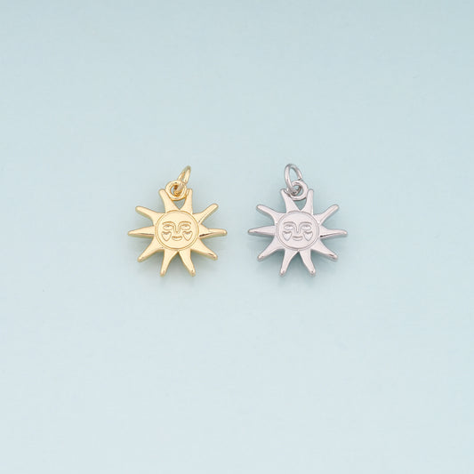 Gold Sun Charms,18K Gold Filled Sun Pendant,Celestial Charm Bracelet Necklace for DIY Jewelry Making Supply