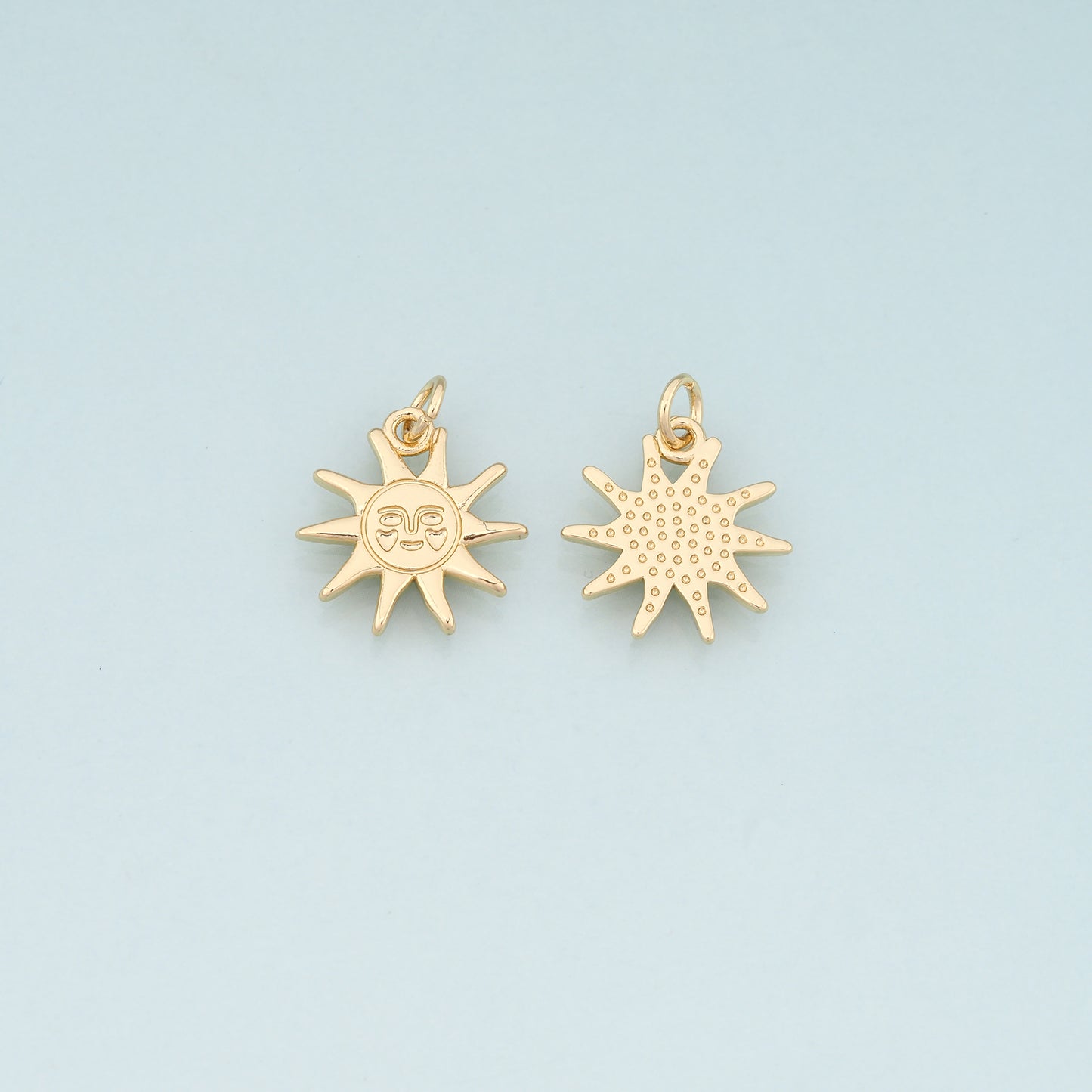 Gold Sun Charms,18K Gold Filled Sun Pendant,Celestial Charm Bracelet Necklace for DIY Jewelry Making Supply
