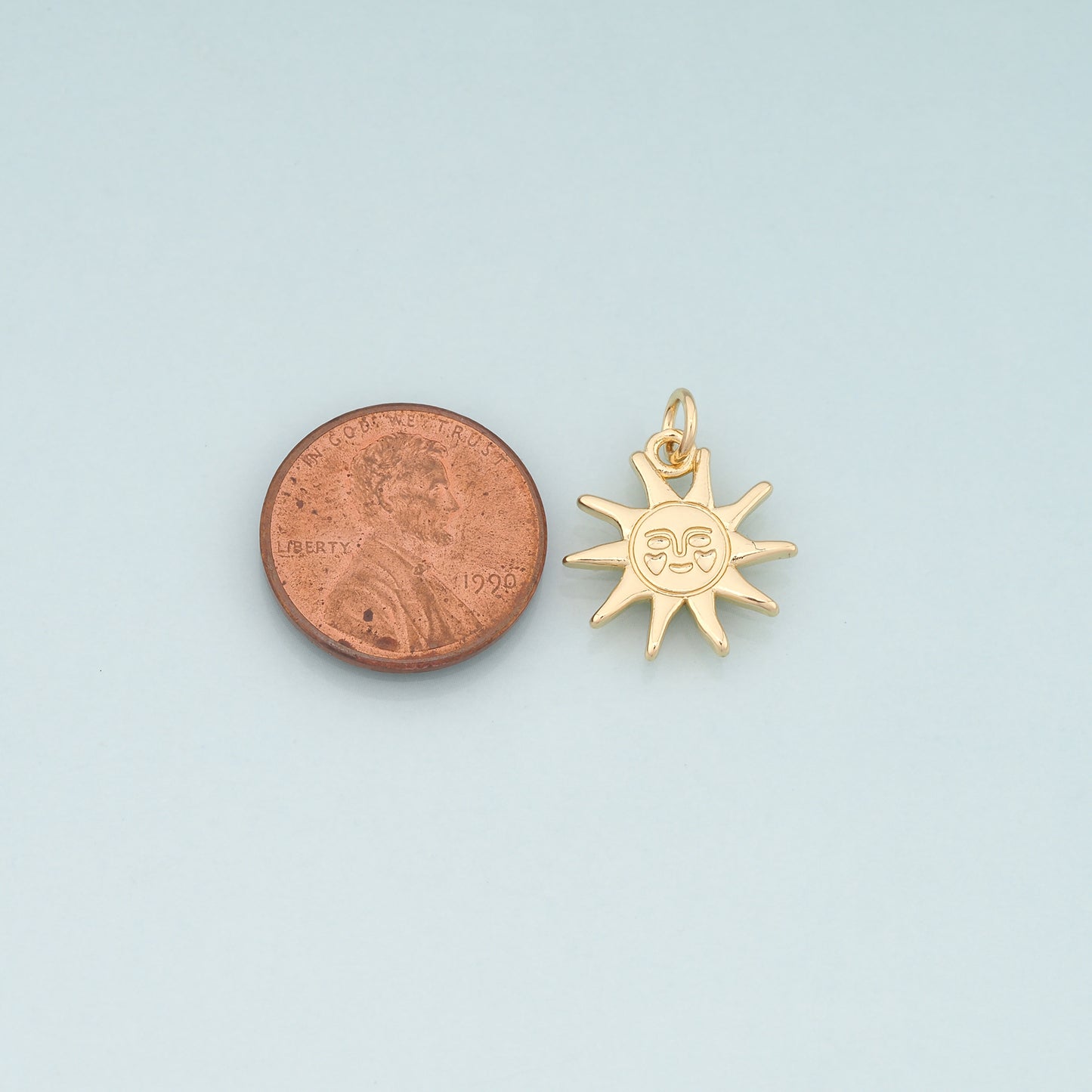 Gold Sun Charms,18K Gold Filled Sun Pendant,Celestial Charm Bracelet Necklace for DIY Jewelry Making Supply