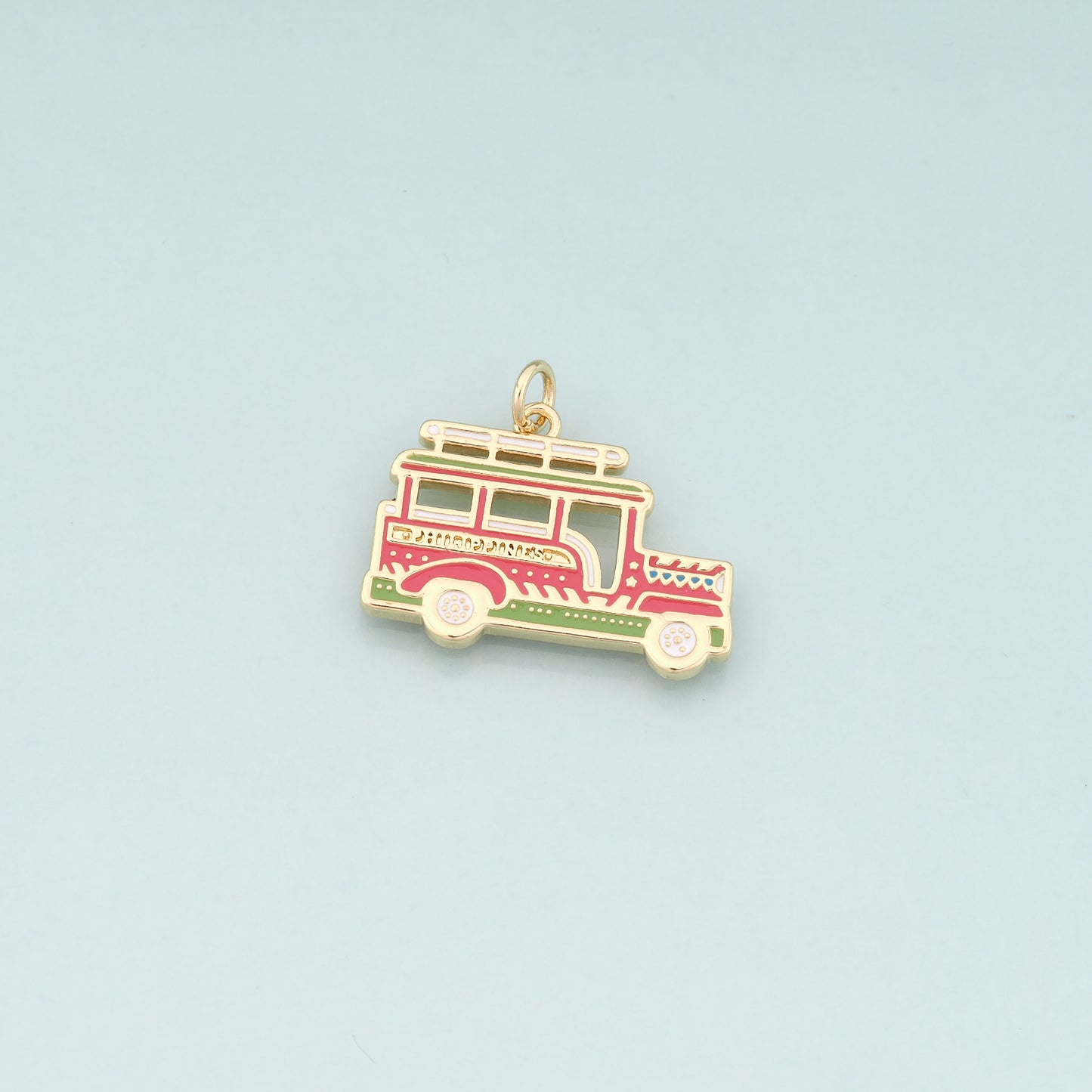 18K Gold Filled Car Pendant,Enamel Car Charm Bracelet Necklace for DIY Jewelry Making Supply