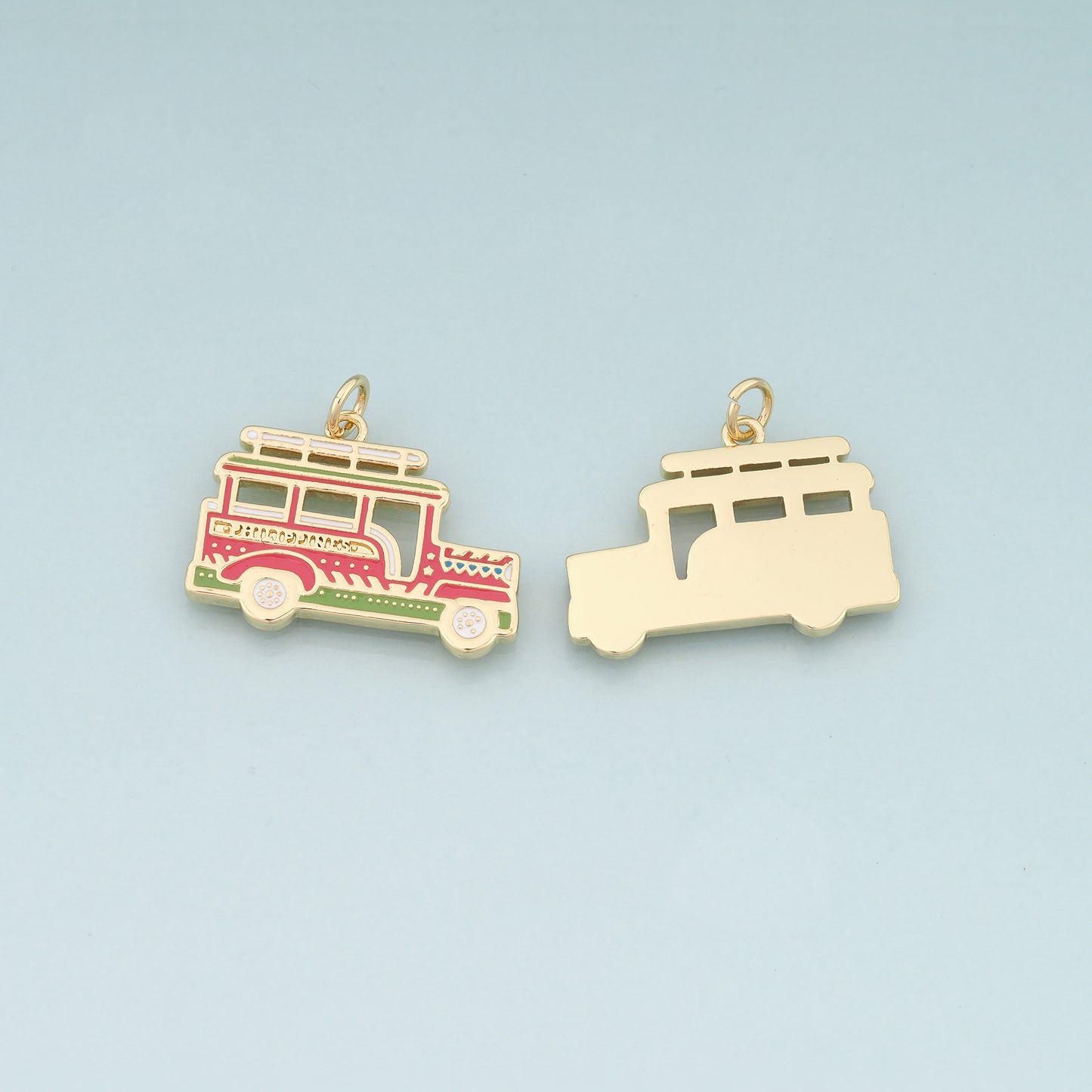 18K Gold Filled Car Pendant,Enamel Car Charm Bracelet Necklace for DIY Jewelry Making Supply