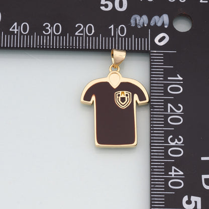 18K Gold Jersey Pendant,Enamel Jersey Charm Bracelet Necklace for DIY Jewelry Making Supply