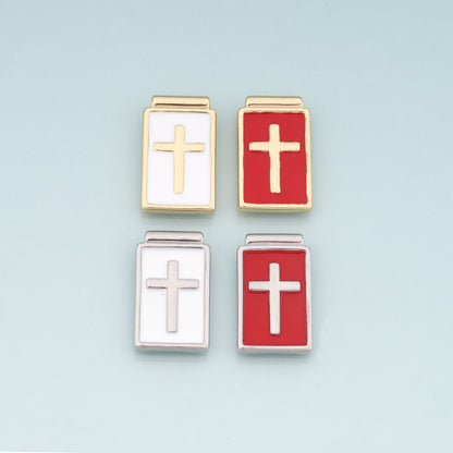 Gold Cross Charms,18K Gold Filled Cross Pendant,Enamel Religion Charm Bracelet Necklace for DIY Jewelry Making Supply