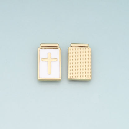 Gold Cross Charms,18K Gold Filled Cross Pendant,Enamel Religion Charm Bracelet Necklace for DIY Jewelry Making Supply