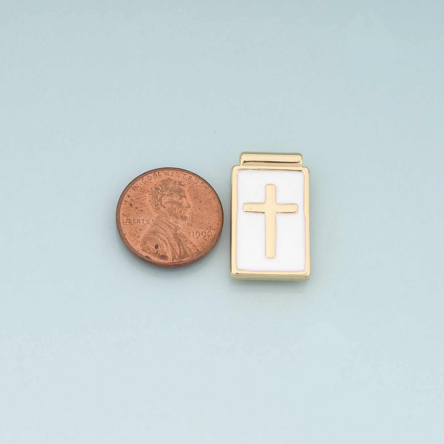Gold Cross Charms,18K Gold Filled Cross Pendant,Enamel Religion Charm Bracelet Necklace for DIY Jewelry Making Supply