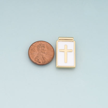 Gold Cross Charms,18K Gold Filled Cross Pendant,Enamel Religion Charm Bracelet Necklace for DIY Jewelry Making Supply