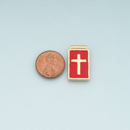 Gold Cross Charms,18K Gold Filled Cross Pendant,Enamel Religion Charm Bracelet Necklace for DIY Jewelry Making Supply