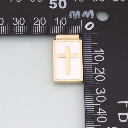 Gold Cross Charms,18K Gold Filled Cross Pendant,Enamel Religion Charm Bracelet Necklace for DIY Jewelry Making Supply