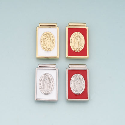 18K Gold Filled Virgin Mary Pendant,Enamel Religion Charm Bracelet Necklace for DIY Jewelry Making Supply