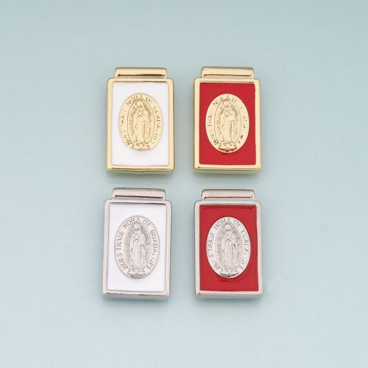 18K Gold Filled Virgin Mary Pendant,Enamel Religion Charm Bracelet Necklace for DIY Jewelry Making Supply