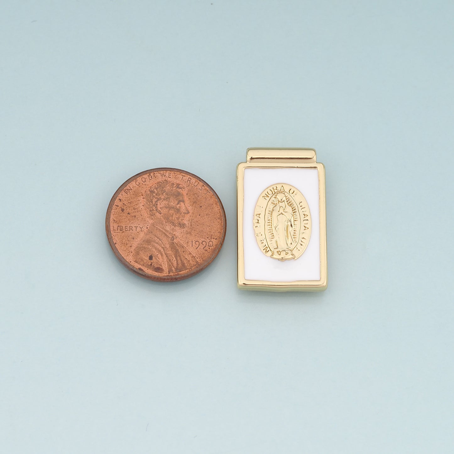 18K Gold Filled Virgin Mary Pendant,Enamel Religion Charm Bracelet Necklace for DIY Jewelry Making Supply