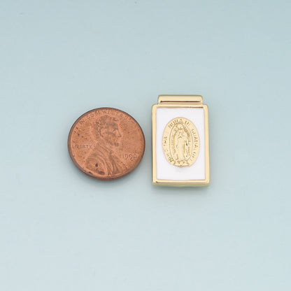 18K Gold Filled Virgin Mary Pendant,Enamel Religion Charm Bracelet Necklace for DIY Jewelry Making Supply