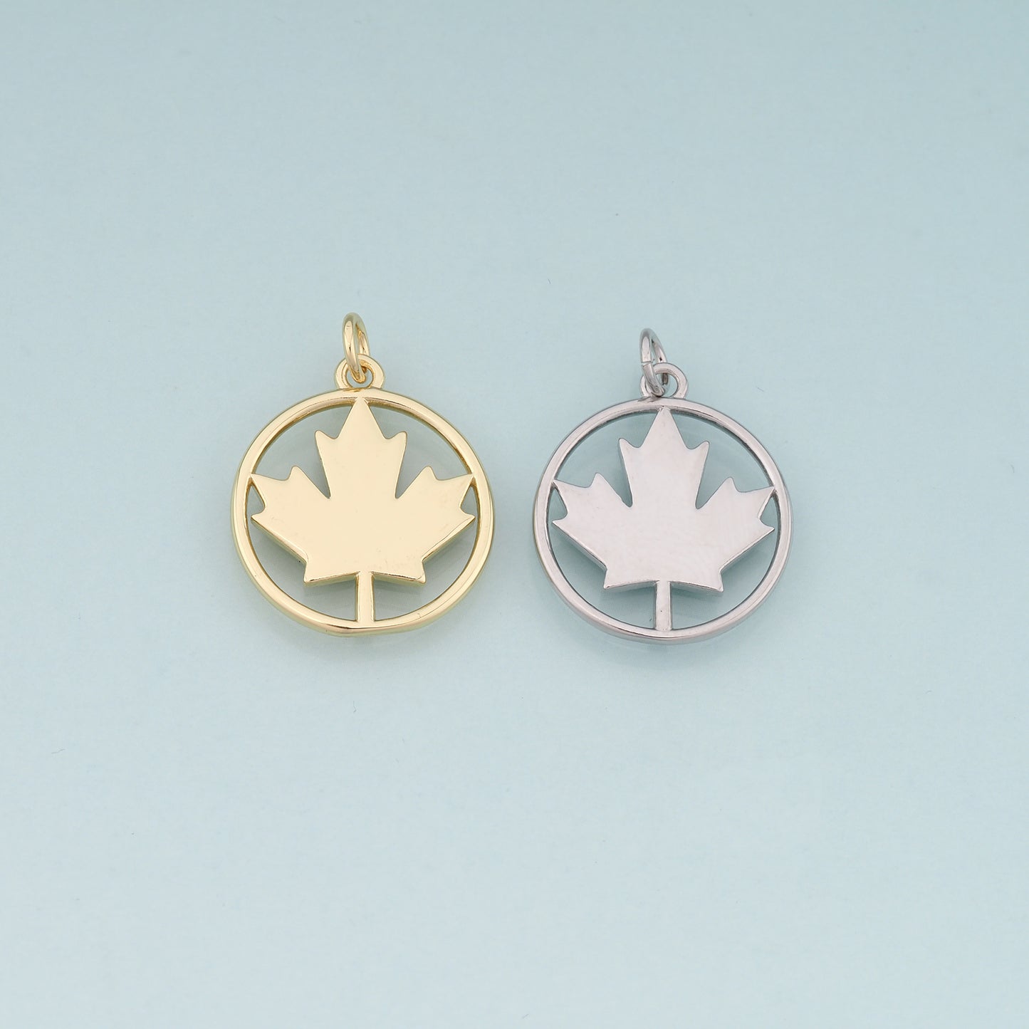 Gold Maple Leaf Charms,18K Gold Filled Maple Leaf Pendant,Dainty Leaf Charm Bracelet Necklace for DIY Jewelry Making Supply