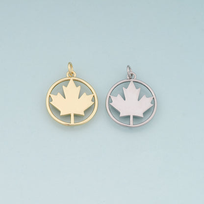 Gold Maple Leaf Charms,18K Gold Filled Maple Leaf Pendant,Dainty Leaf Charm Bracelet Necklace for DIY Jewelry Making Supply