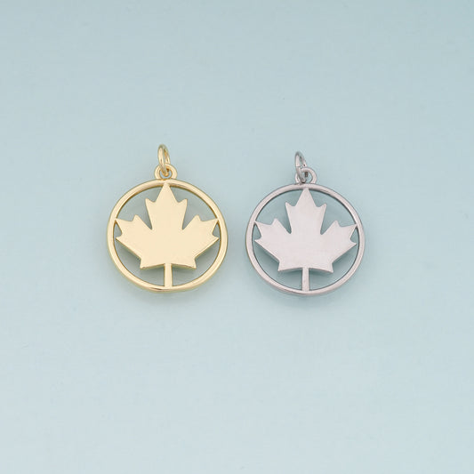 Gold Maple Leaf Charms,18K Gold Filled Maple Leaf Pendant,Dainty Leaf Charm Bracelet Necklace for DIY Jewelry Making Supply