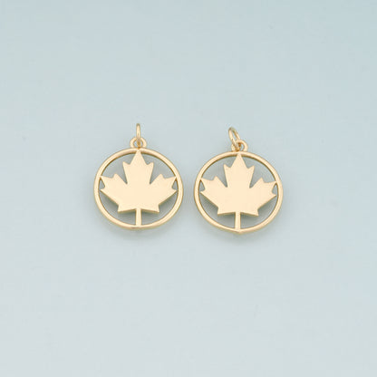 Gold Maple Leaf Charms,18K Gold Filled Maple Leaf Pendant,Dainty Leaf Charm Bracelet Necklace for DIY Jewelry Making Supply