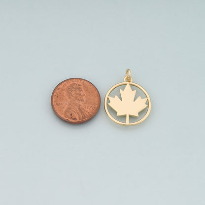Gold Maple Leaf Charms,18K Gold Filled Maple Leaf Pendant,Dainty Leaf Charm Bracelet Necklace for DIY Jewelry Making Supply