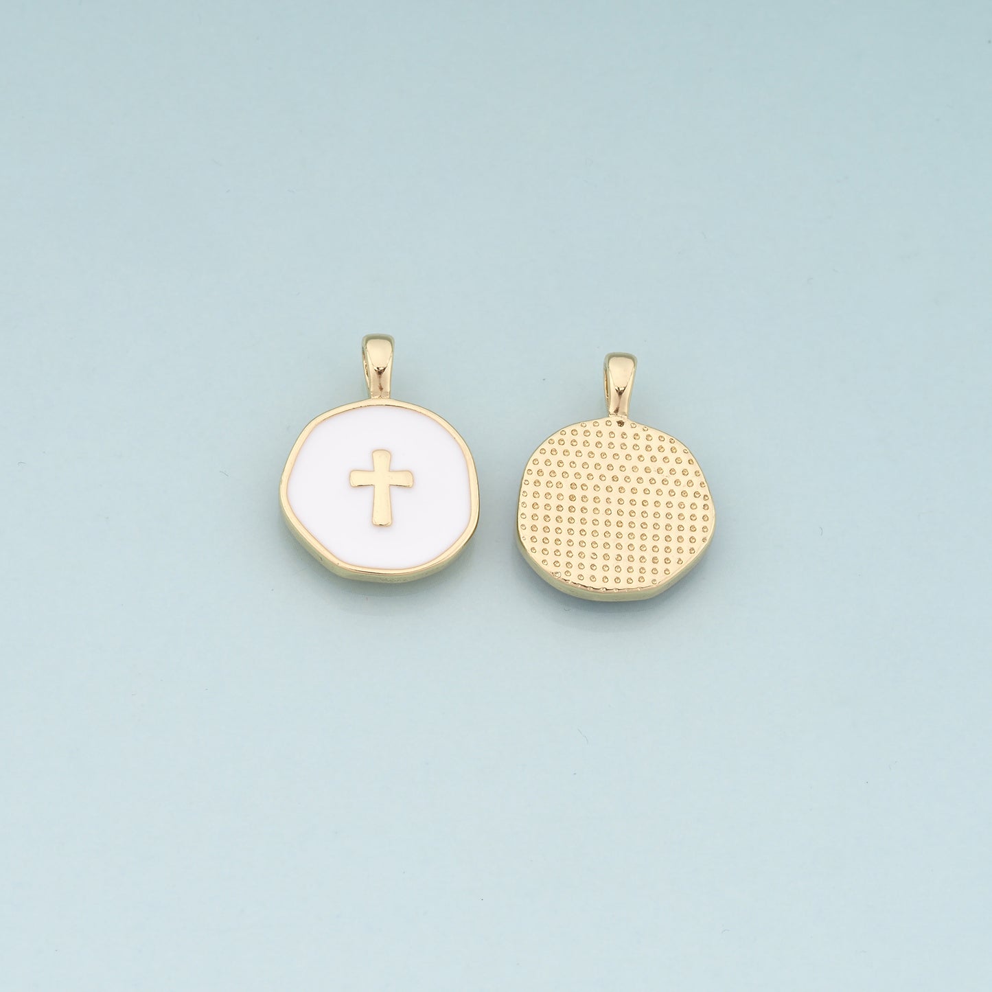 Gold Cross Charms,18K Gold Filled Cross Pendant,Enamel Religion Charm Bracelet Necklace for DIY Jewelry Making Supply