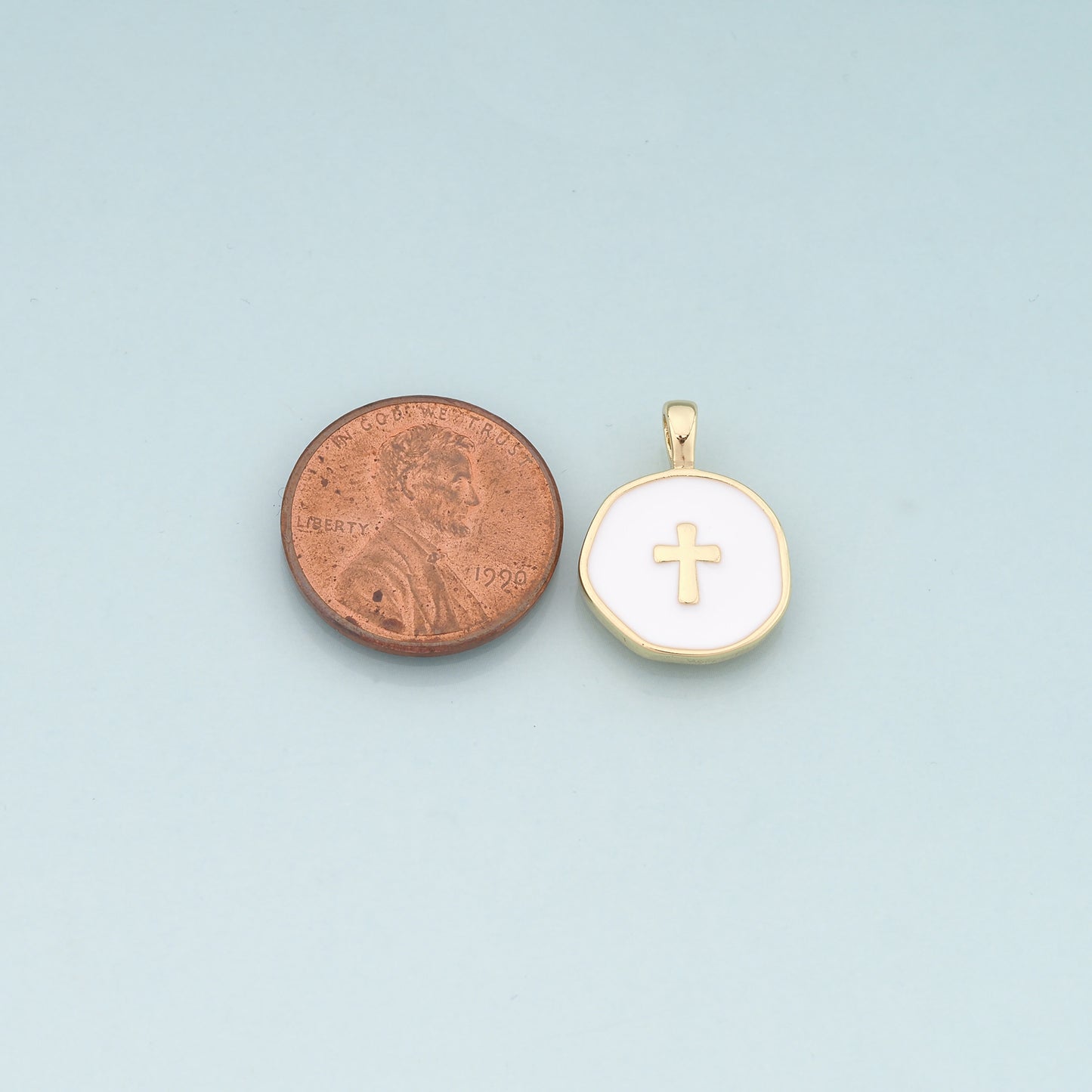 Gold Cross Charms,18K Gold Filled Cross Pendant,Enamel Religion Charm Bracelet Necklace for DIY Jewelry Making Supply