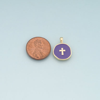 Gold Cross Charms,18K Gold Filled Cross Pendant,Enamel Religion Charm Bracelet Necklace for DIY Jewelry Making Supply