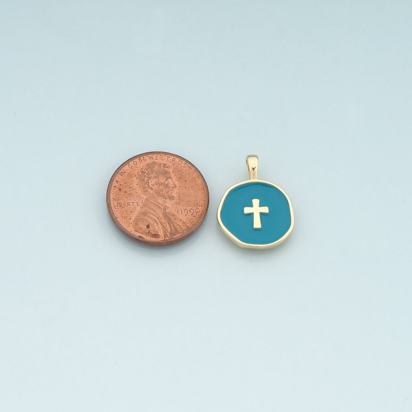 Gold Cross Charms,18K Gold Filled Cross Pendant,Enamel Religion Charm Bracelet Necklace for DIY Jewelry Making Supply
