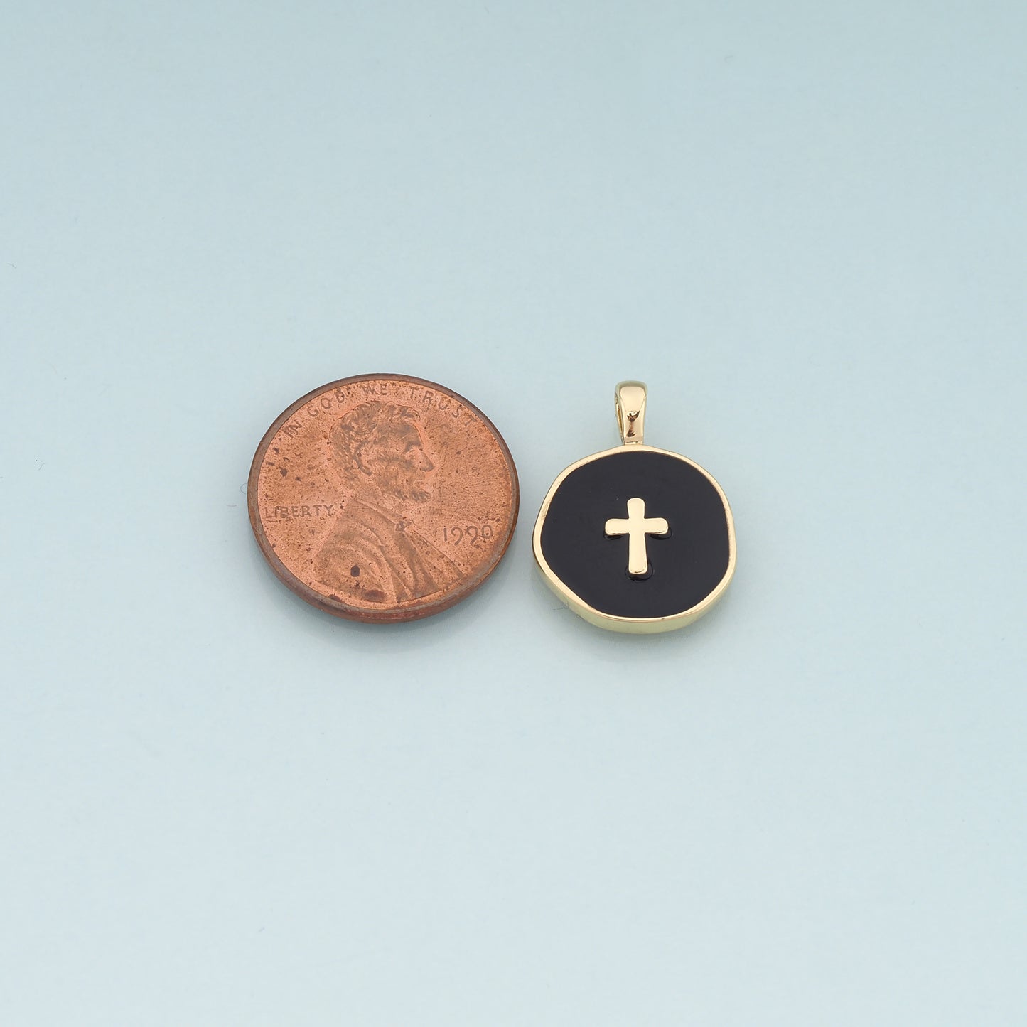Gold Cross Charms,18K Gold Filled Cross Pendant,Enamel Religion Charm Bracelet Necklace for DIY Jewelry Making Supply