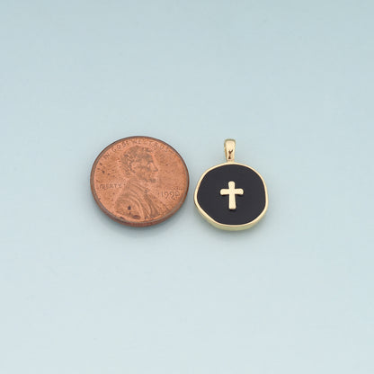 Gold Cross Charms,18K Gold Filled Cross Pendant,Enamel Religion Charm Bracelet Necklace for DIY Jewelry Making Supply