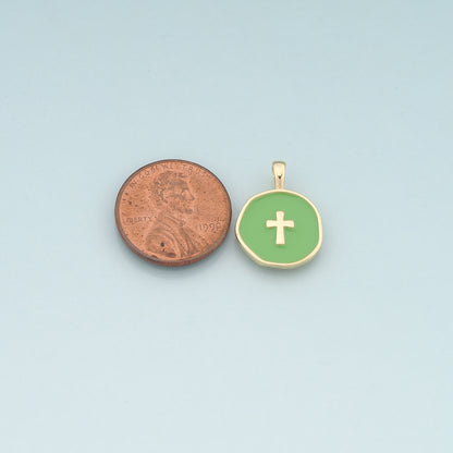 Gold Cross Charms,18K Gold Filled Cross Pendant,Enamel Religion Charm Bracelet Necklace for DIY Jewelry Making Supply