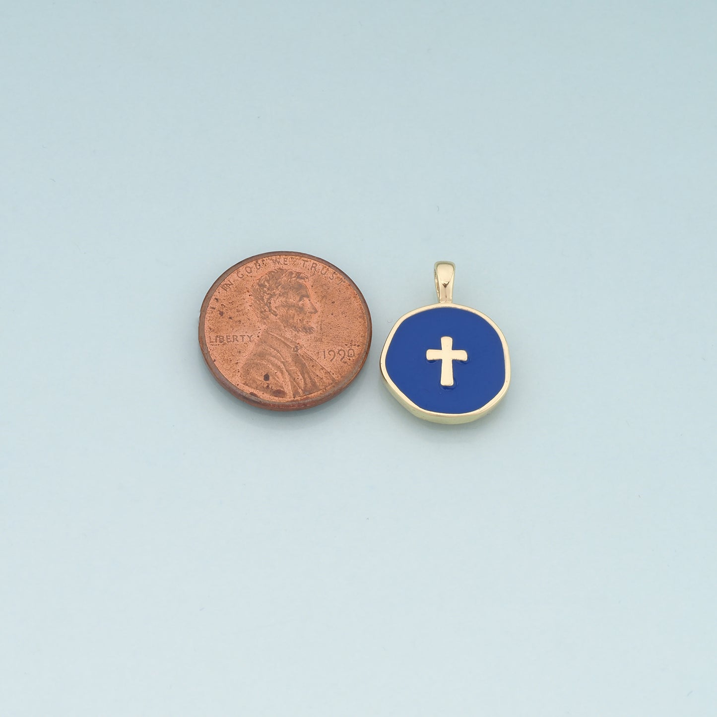 Gold Cross Charms,18K Gold Filled Cross Pendant,Enamel Religion Charm Bracelet Necklace for DIY Jewelry Making Supply