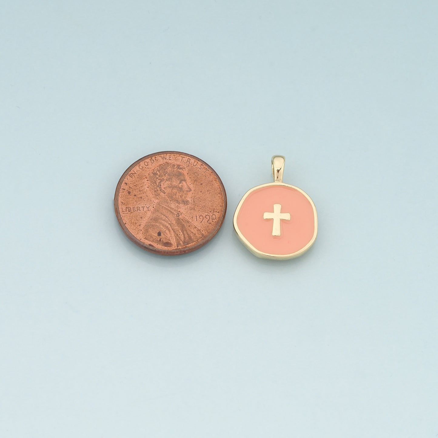 Gold Cross Charms,18K Gold Filled Cross Pendant,Enamel Religion Charm Bracelet Necklace for DIY Jewelry Making Supply