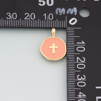 Gold Cross Charms,18K Gold Filled Cross Pendant,Enamel Religion Charm Bracelet Necklace for DIY Jewelry Making Supply