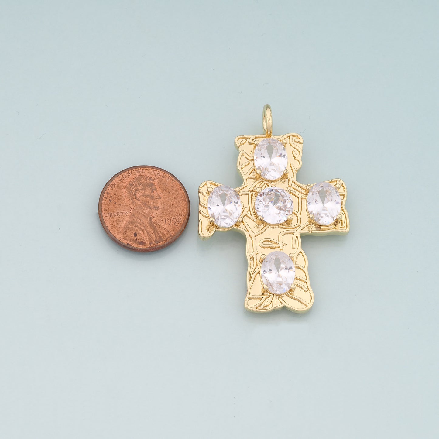 Gold Cross Charms,18K Gold Filled Cross Pendant,CZ Religion Charm Bracelet Necklace for DIY Jewelry Making Supply