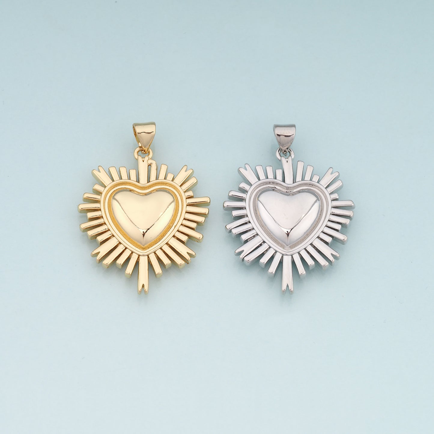18K Gold Filled Sacred heart Pendant,Religion Charm Bracelet Necklace for DIY Jewelry Making Supply
