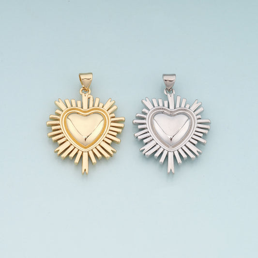 18K Gold Filled Sacred heart Pendant,Religion Charm Bracelet Necklace for DIY Jewelry Making Supply