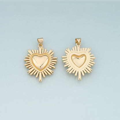 18K Gold Filled Sacred heart Pendant,Religion Charm Bracelet Necklace for DIY Jewelry Making Supply