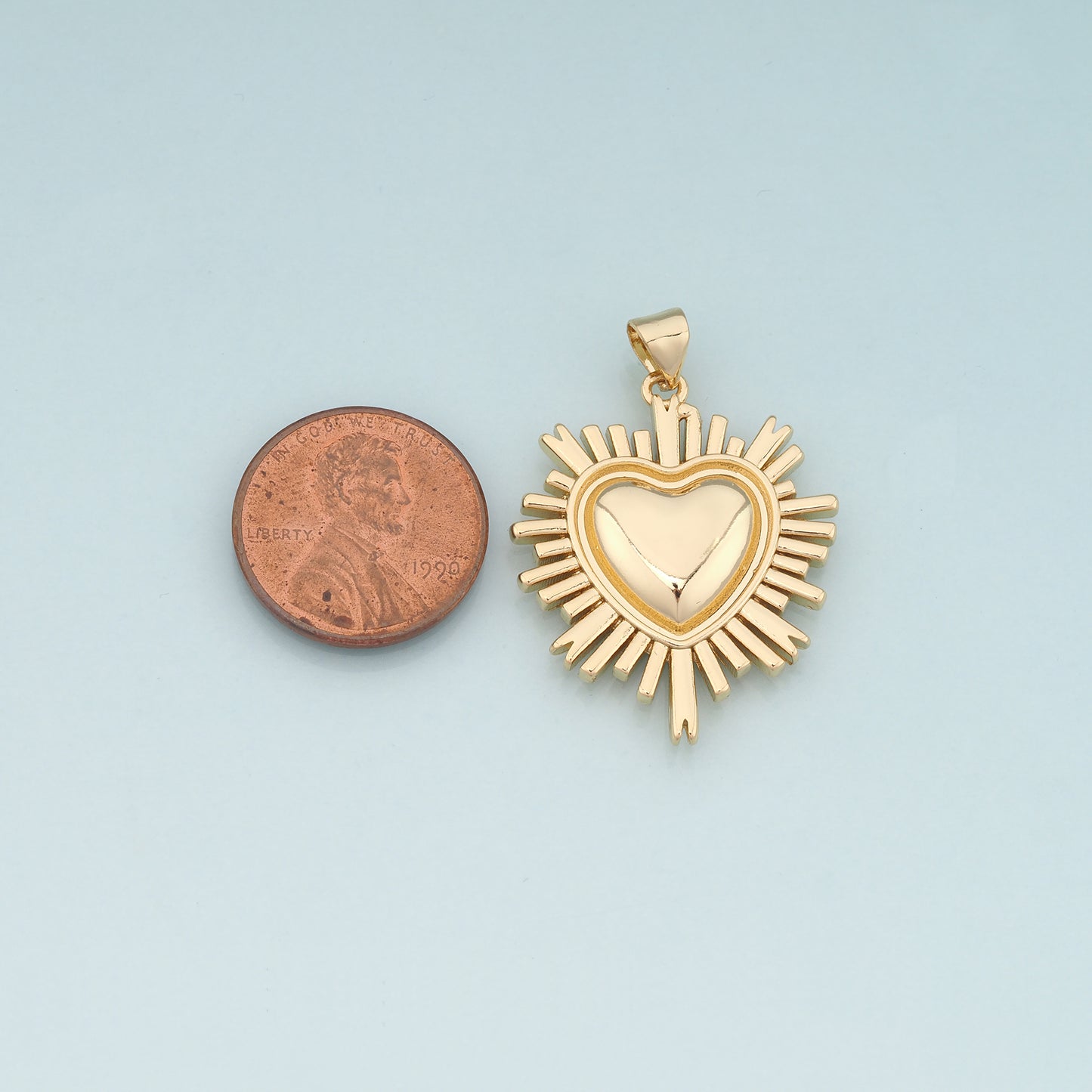 18K Gold Filled Sacred heart Pendant,Religion Charm Bracelet Necklace for DIY Jewelry Making Supply
