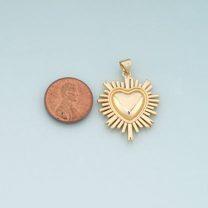 18K Gold Filled Sacred heart Pendant,Religion Charm Bracelet Necklace for DIY Jewelry Making Supply