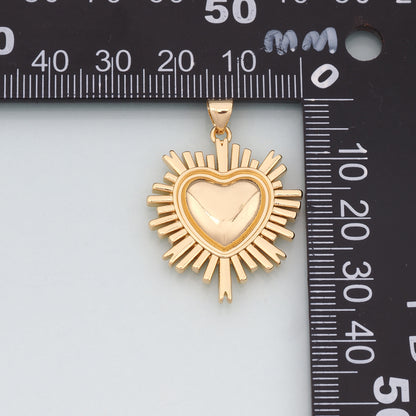 18K Gold Filled Sacred heart Pendant,Religion Charm Bracelet Necklace for DIY Jewelry Making Supply